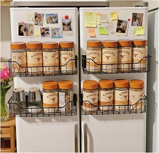 Magnetic Spice Rack 4 Pack Strong Magnetic Shelf Refrigerator Spice Storage Shelf for Small Kitchen, Apartment, Metal Cabinet for Holding Spices, Jar, Bottle, Beverage, Oil, Salt, Pepper