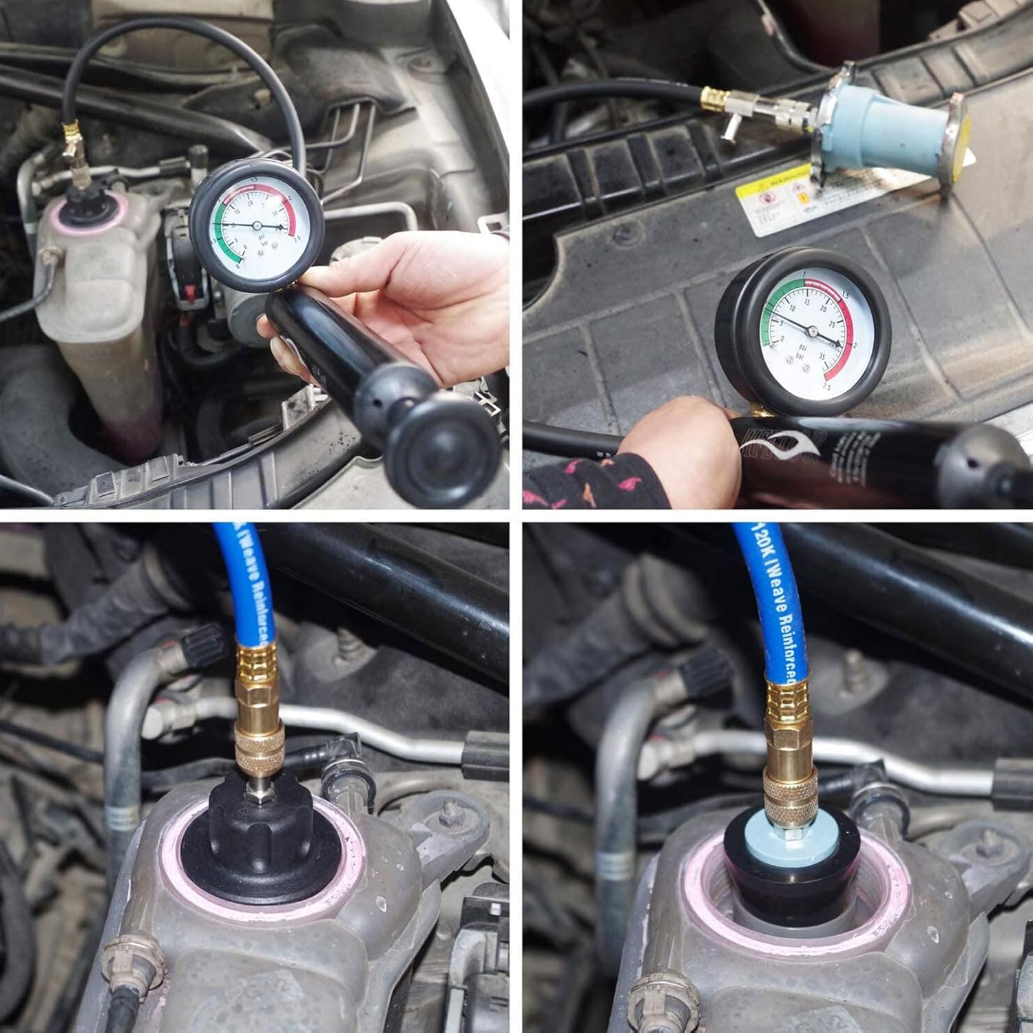 CHICIRIS Coolant Pressure Tester kit Universal Radiator Pressure Tester Kit, Radiator Pressure Meter, Coolant Replacement Meter and Vacuum Type Cooling System Tool Kit with Color Coded
