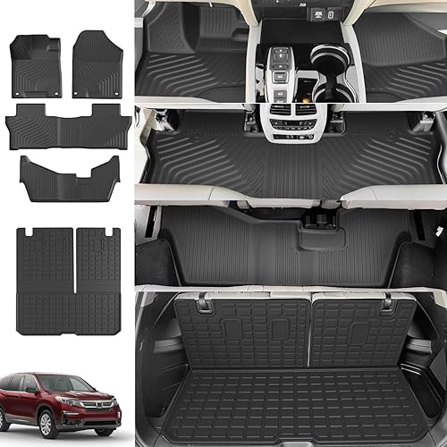Miniatura 1 de Xipoo Tapete de carga compatible con Honda Pilot 2016-2022, tapete para maletero de 8 pasajeros con alfombrilla de respaldo de repuesto para Honda
