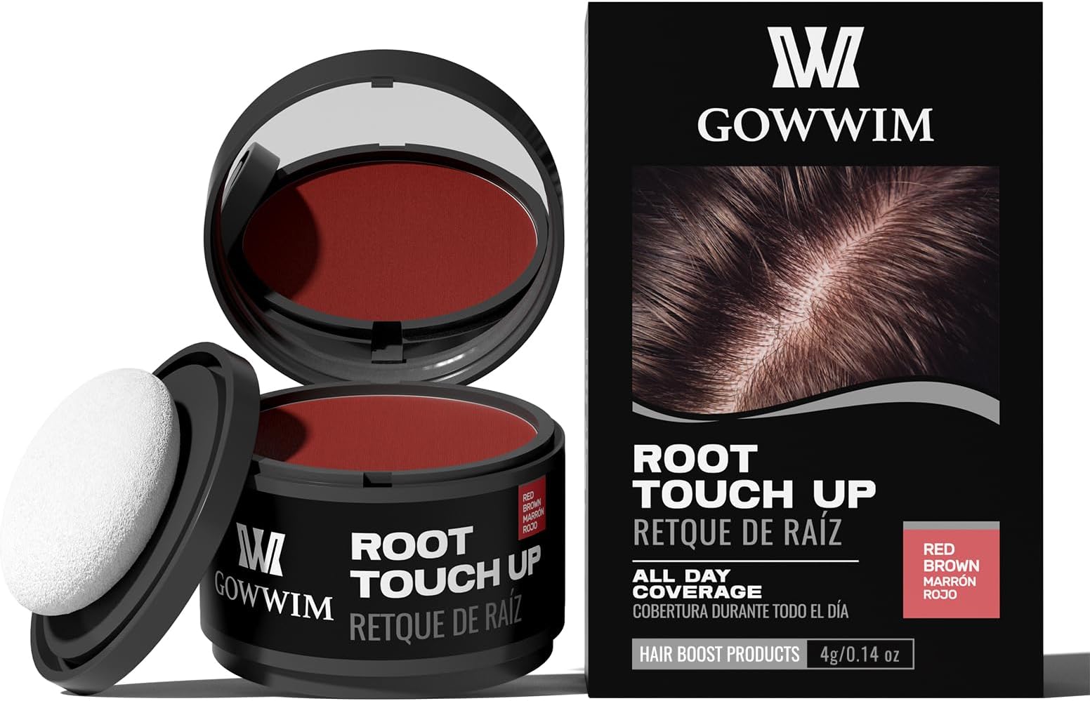 Root Touch up Powder, Instantly Gray Hair Cover up Hairline Powder for Women & Men Waterproof and Sweatproof Root Cover Up Long-Lasting for Thinning & Loss Hair (R-Brown)