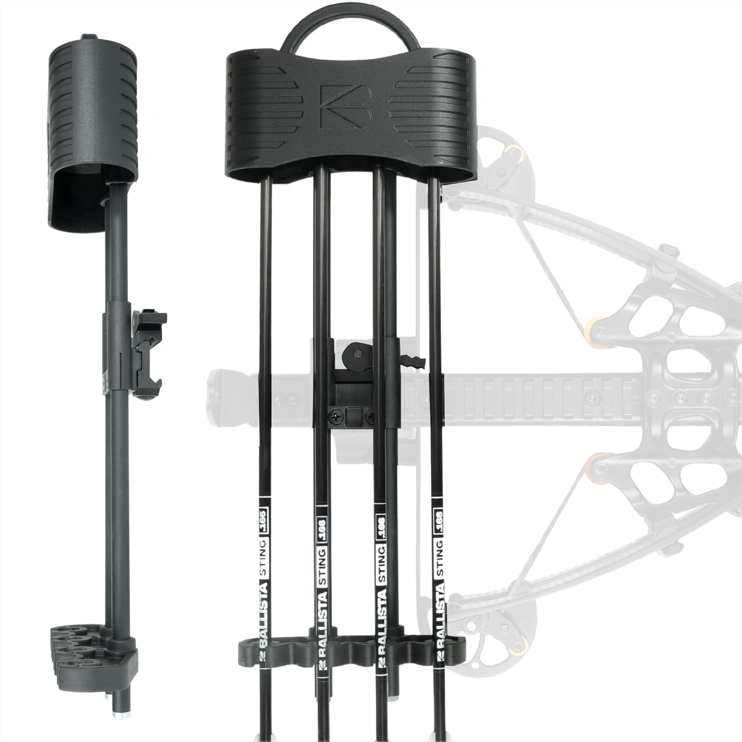 BALLISTA Crossbow Quiver – Fits 4 Arrows (5.5 mm-8.8mm) – Quick-Detach 20 mm Picatinny Mount – Lightweight & Durable