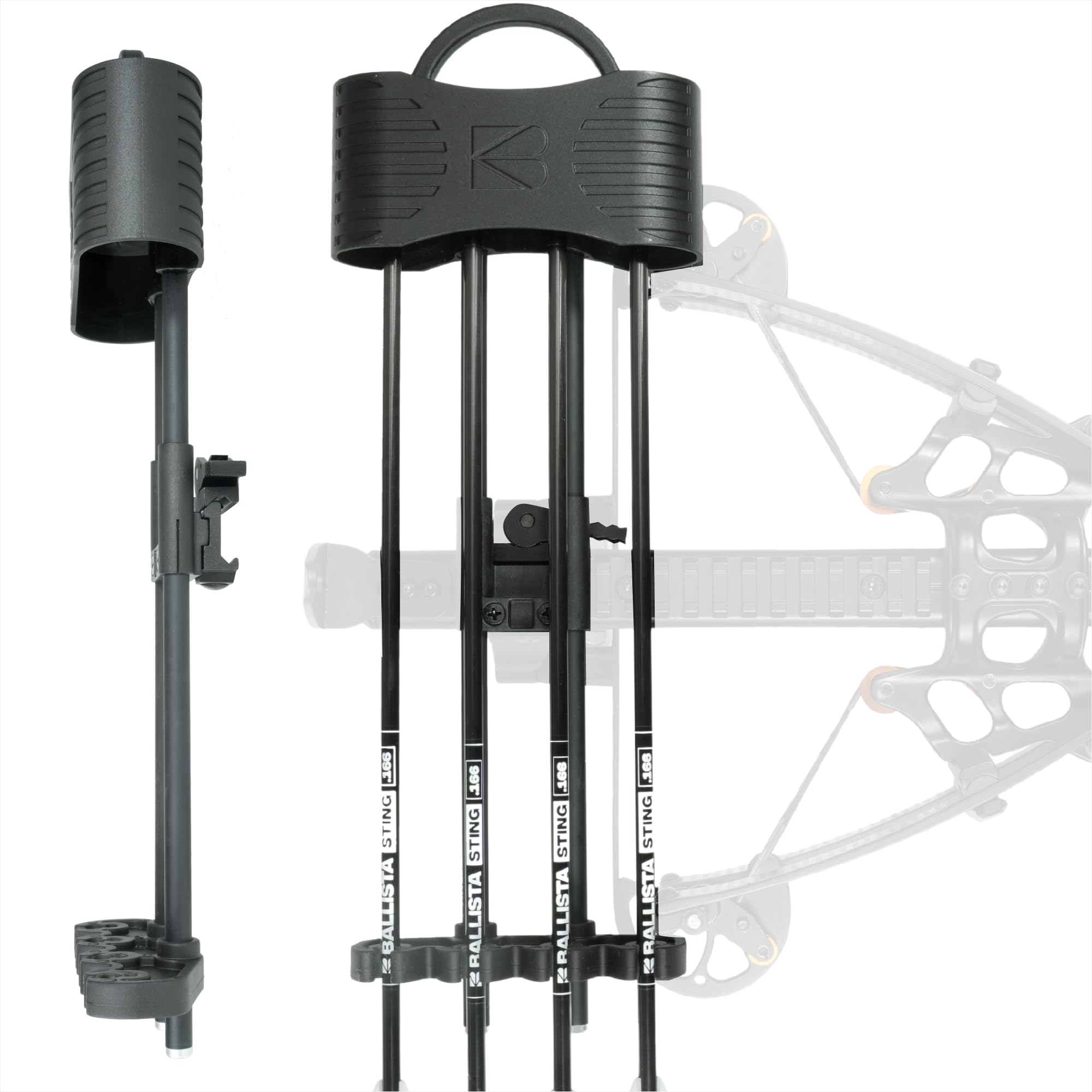 BALLISTA Universal Crossbow Quiver – Fits 4 Arrows (5.5 mm-8.8mm) – Quick-Detach Picatinny Mount – Lightweight & Durable