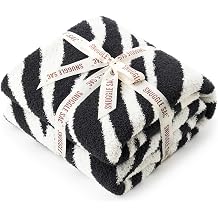 Snuggle Sac Zebra Blanket Black Zebra Print Blanket Ultra Soft Reversible Zebra Throw Blanket for Couch, Sofa & Bed, 50x60 inches