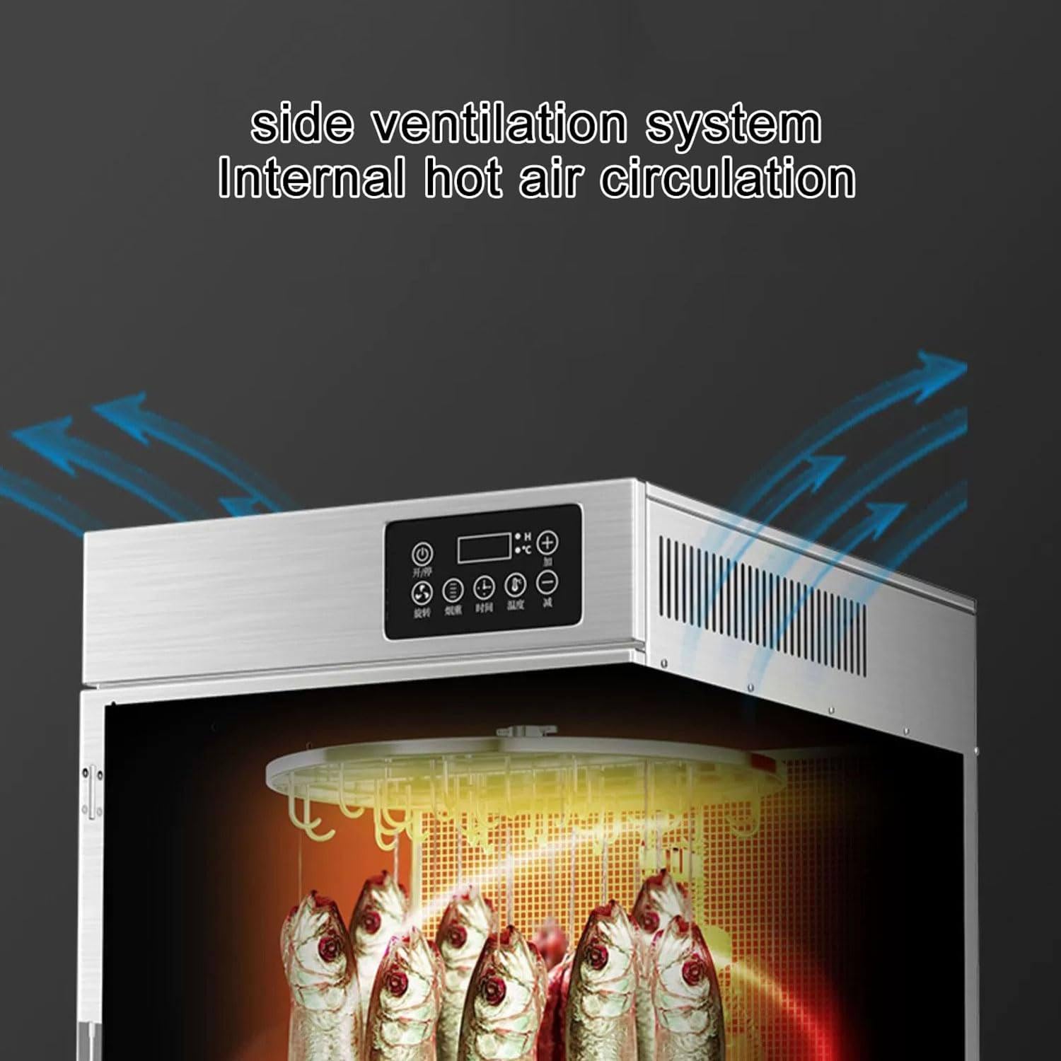 Essiccatore per Alimenti Commerciale, Essiccatore Automatico per Carne Rotante Da 1500 W Con Display LED Touch-Control, Per Carne Secca, Erbe, Carne, Manzo, Frutta, Verdura