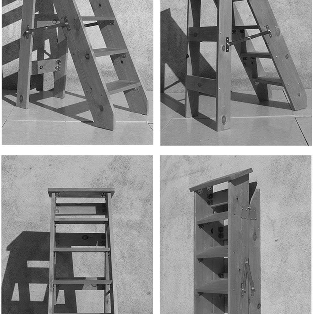 6-Steps Stool Wooden Widened Household Foldable Staircase Stair Chair Plant Racks Portable Stepladder Lightweight Garden Tools-330 Lb Capacity image 4