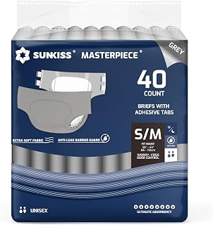 SUNKISS Masterpiece pieluchy dla dorosłych o najwyższej chłonności, jednorazowe majtki na nietrzymanie moczu, dla mężczyzn i kobiet, z zakładkami, ochrona przed wyciekiem w przypadku osłabienia