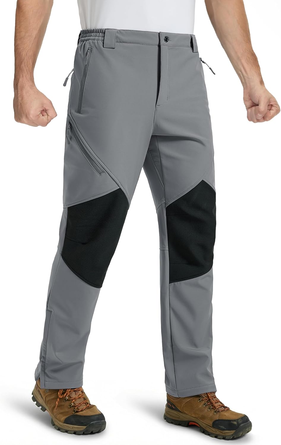 TACVASEN Men's Snow Ski Pants Winter Hiking Waterproof Fleece Lined Insulated Snowboard Softshell Pant Zipper Bottom Leg - Image 2