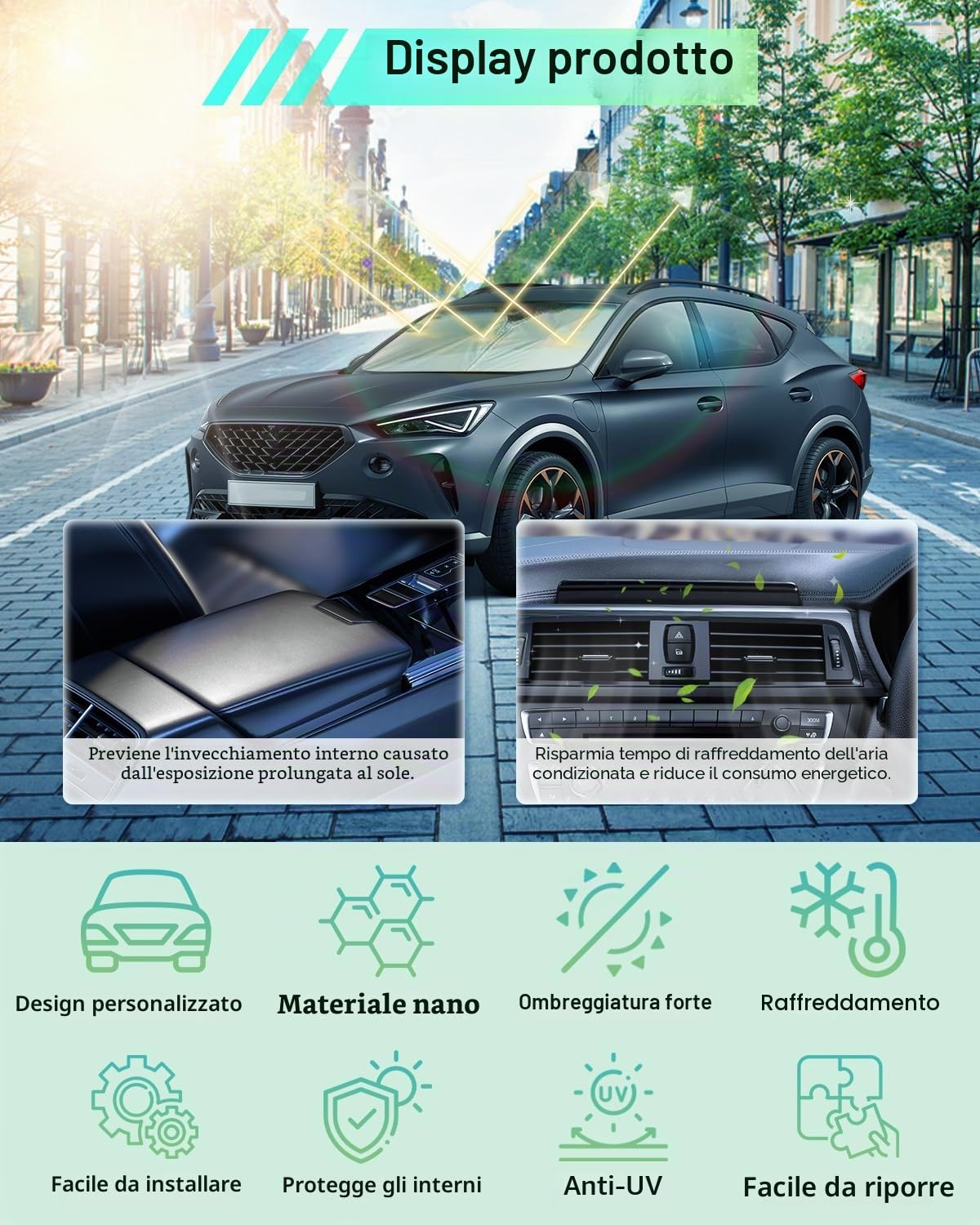[Upgrade] GAFAT Compatibile con Cupra Formentor/Seat Leon MK4 2021-2026 2027 Protezione Solare per Parabrezza interno, Accessori Formentor 2025 Parasole, Raffreddamento, Protezione UV, UPF 50+
