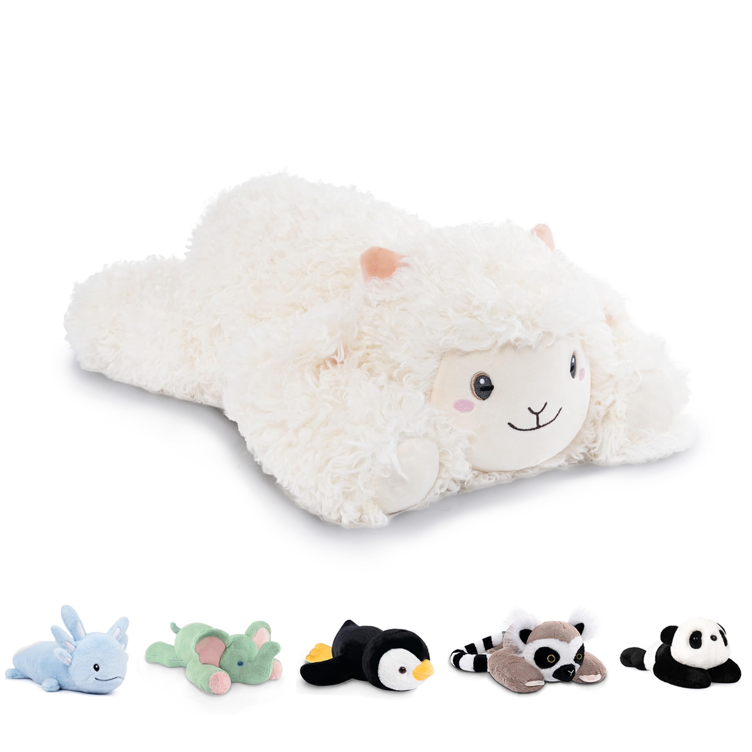 Niuniu Daddy 20" | 3.3 Pound Sheep Weighted Stuffed Animals, Large White Goat Pillowfort Stuffed Lap Animal Toys for Kids Adults, Big Plush Body Pillow for Gifts Birthday Christmas Holiday