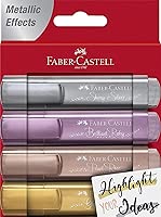 Faber-Castell Metallic Highlighters - 4 Glitter Highlighter Pens for Journaling and Note Taking, Study Supplies