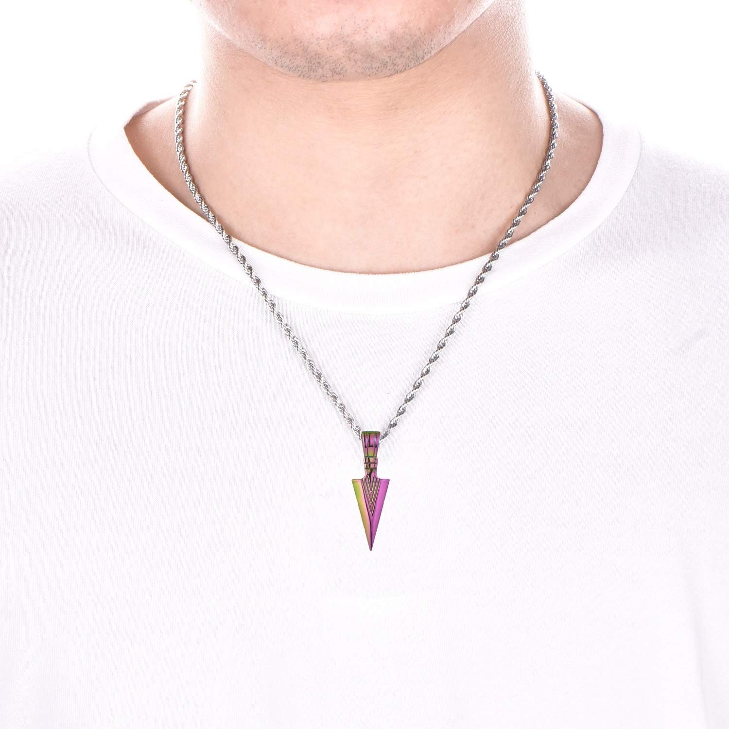 STARCHENIE Arrowhead Pendant Necklace Stainless Steel Spear Point Jewelry for Men