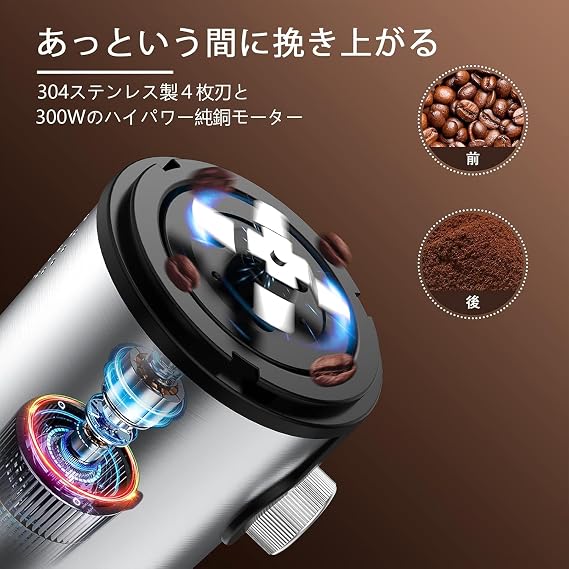 Electric Coffee Grinder, Electric Coffee Grinder, Stainless Steel, 3 Modes, Adjusts to Grind, Multi-Purpose, Beans, Tea, Grain & Rice, Large Capacity, Removable, Washable, Cleaning Brush Included,