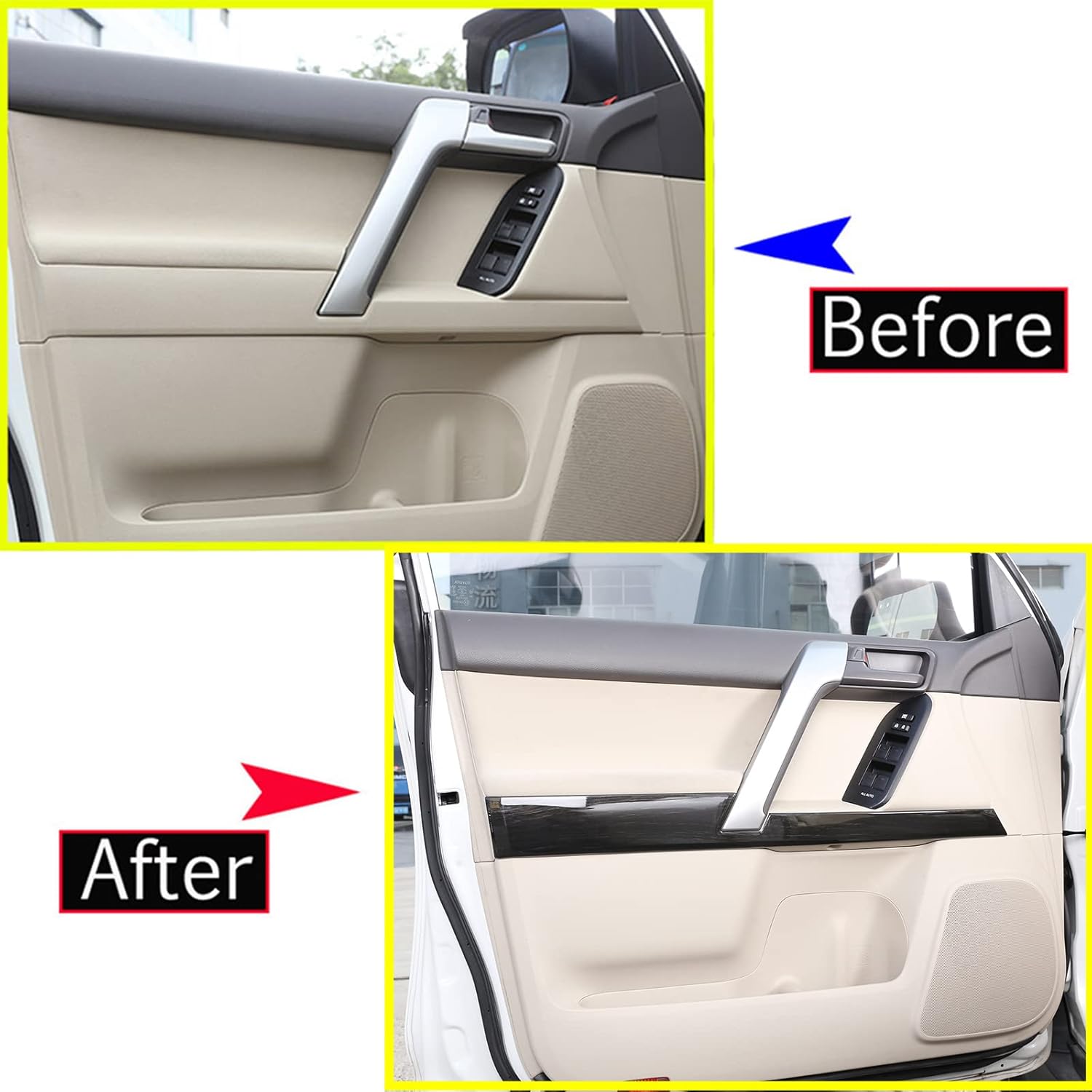 ABS Car Interior Door Handle Panel Cover Trim 4pcs Fit for Toyot@ Land Cruiser Prado FJ150 150 2010 2011 2012 2013 2014 2015 2016 2017 2018 2019 Interior Car Accessories (Black Wood Grain)