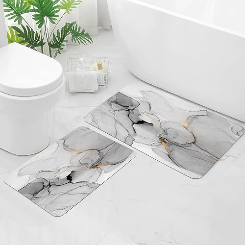 Gibelle Juego de 2 alfombras de baño superabsorbentes, de secado rápido, con parte trasera de goma antideslizante, para bañera, ducha y fregadero