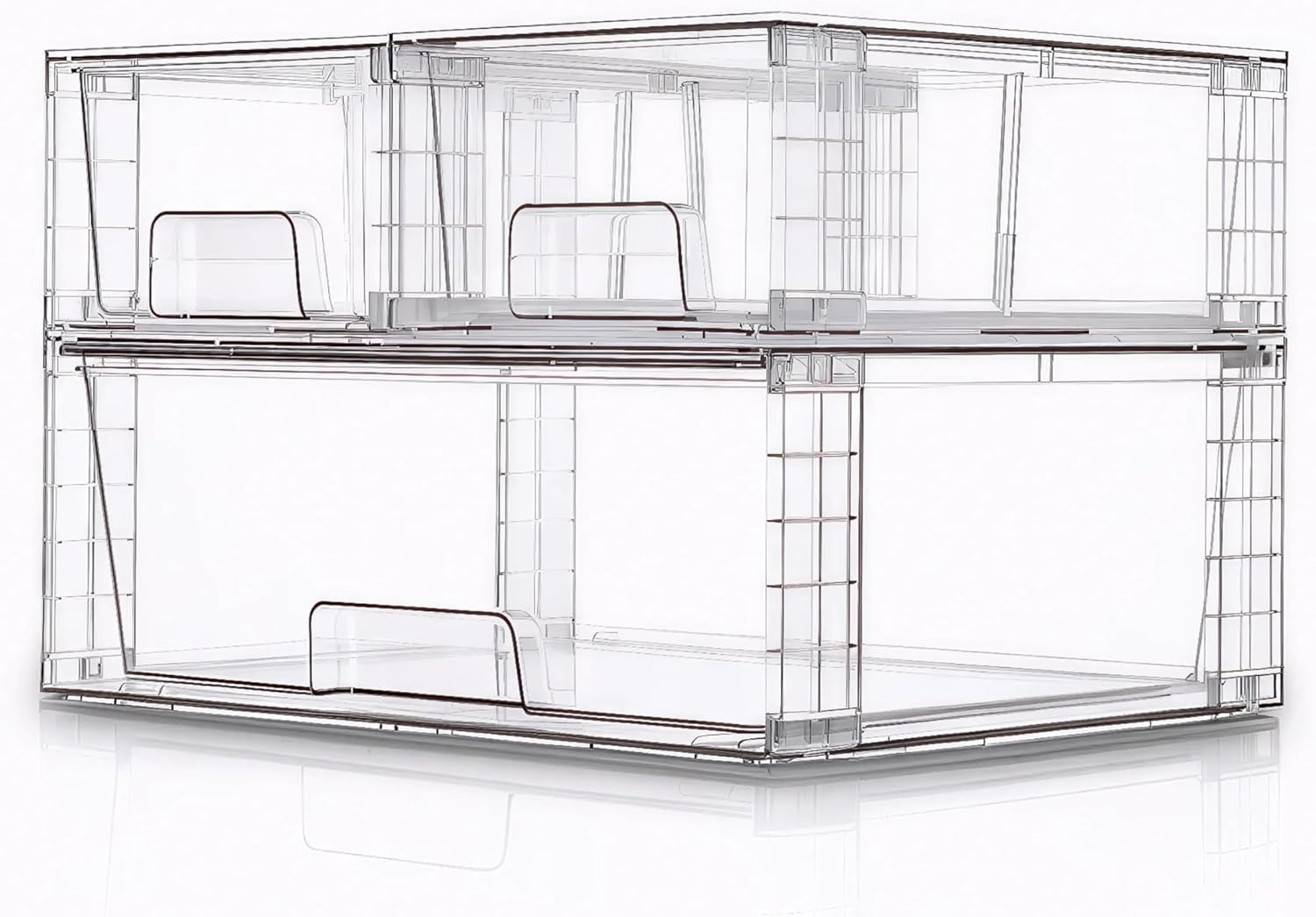 Stackable Storage Drawers(3 Pack),High-strength Clear Plastic Multi-purpose Organizer Bins with Handles, Easily Assemble Acrylic Drawers for Bathroom Closet Cabinet Pantry Under Sink