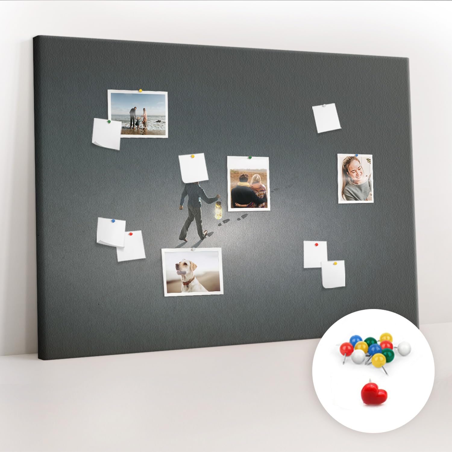 Tablero de corcho horizontal grande | bacheca mural para notas fotos y documentos | oficina home office escuela o casa | incluye chinchetas y montaje fácil - 140x100 - vistoso - Hombre detective