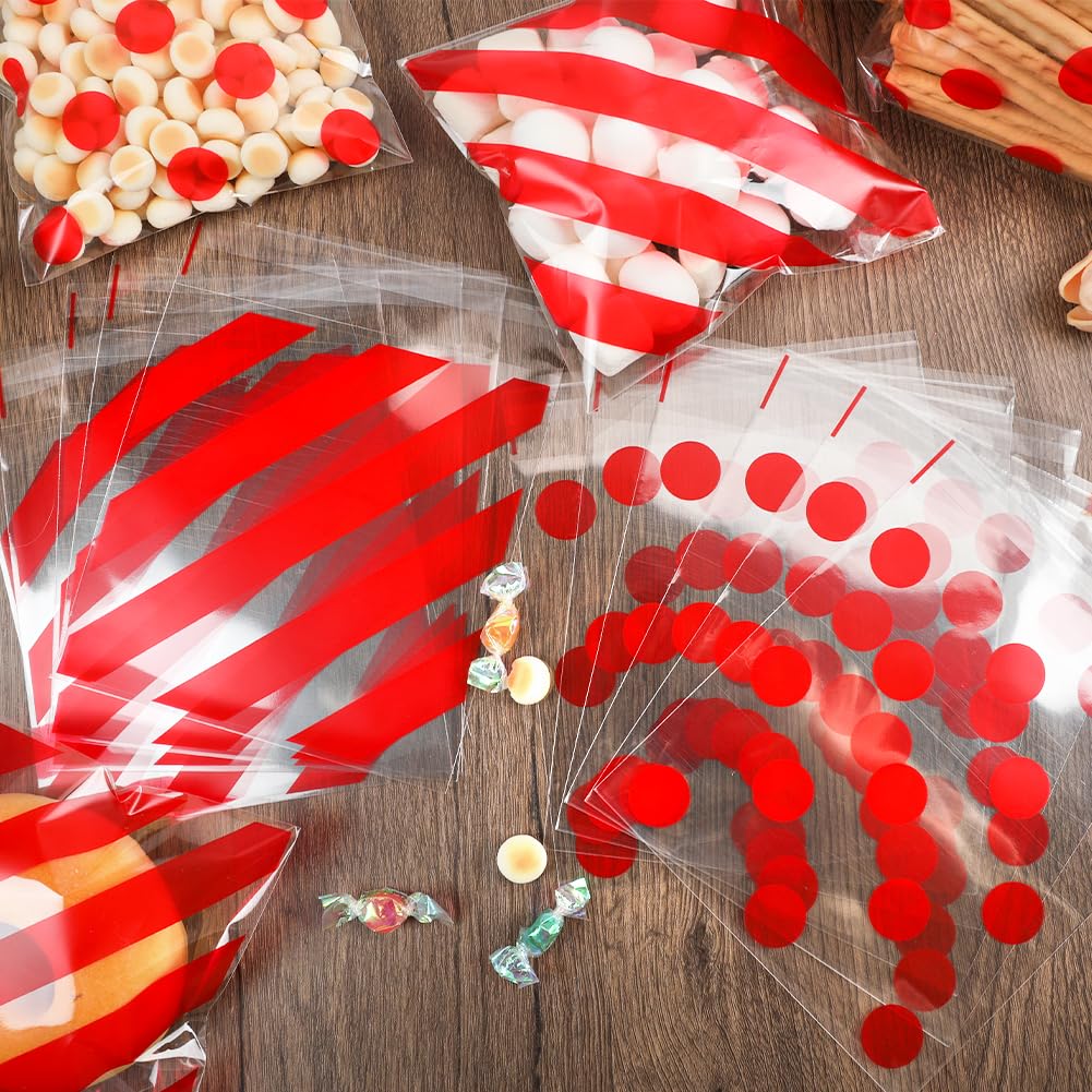 200 bolsas de celofán de 5.5 x 5.5 pulgadas, bolsas de galletas autosellantes para embalaje, bolsas de celofán para regalo, Navidad, San Valentín, dulces, golosinas, panadería casera