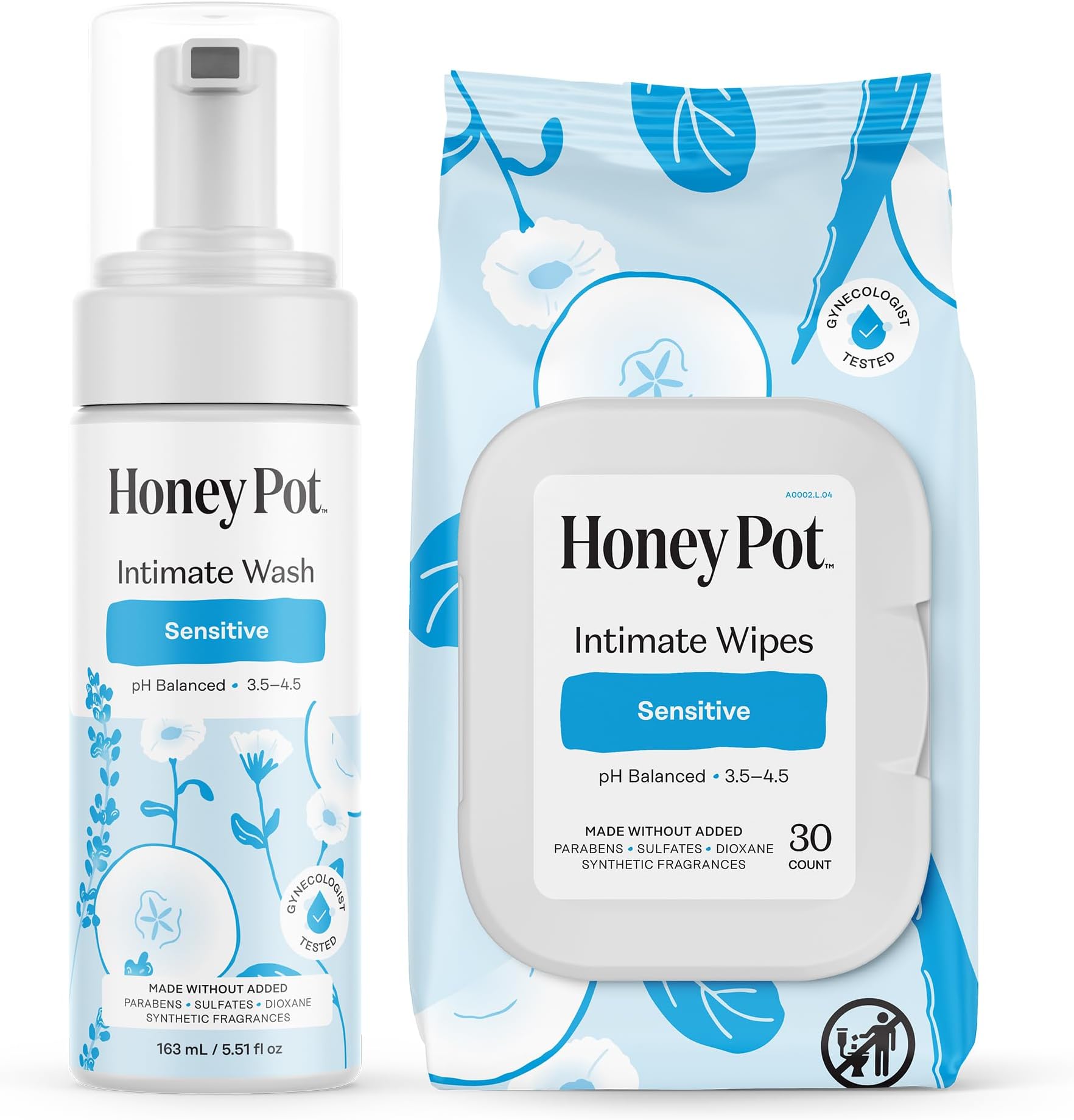 The Honey Pot Company - Feminine Wash & Feminine Wipe Bundle - Includes Unscented Ph Balance Feminine Wash and Wipes for Women - Herbal Infused Feminine Care Products - Sensitive