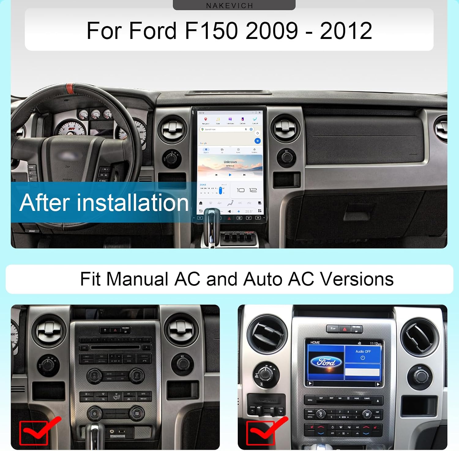 14.4 Inch Qualcomm Android 13 Car Radio for Ford F150 F-150 2009 2010 2011 2012 Stereo Replace Tesla Style Multimedia Player Head Unit IPS Touch Screen GPS Navigation