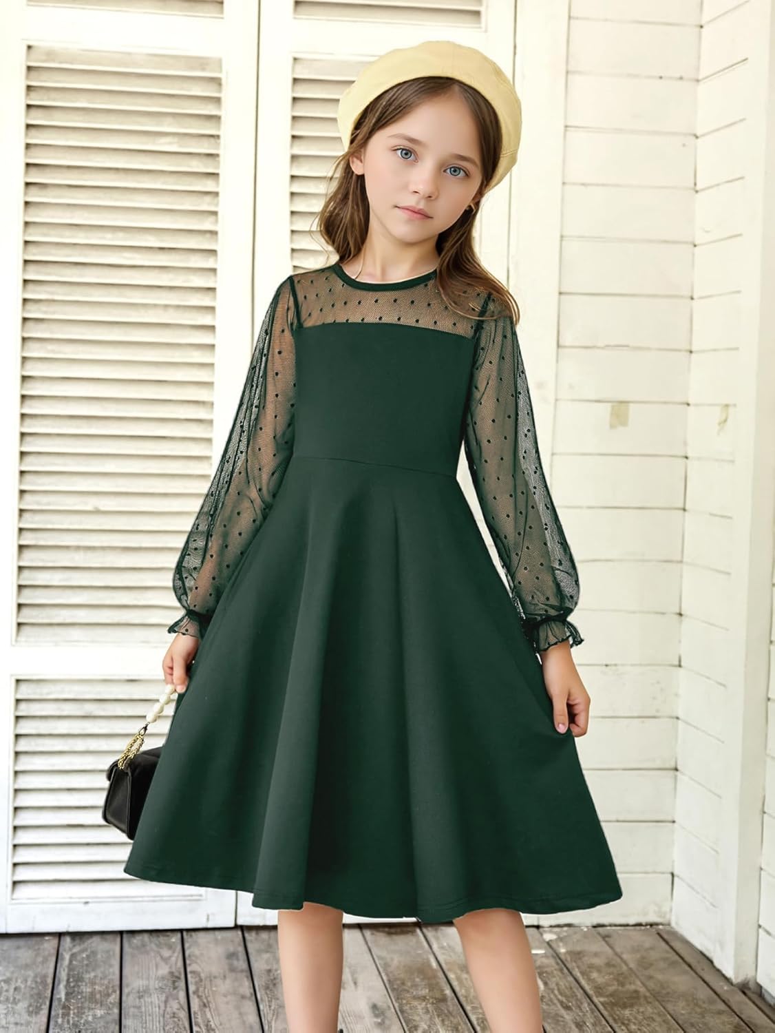 IFFEI Girls Dresses Puff Mesh Sleeves Short A-Line Dress for Party Wedding Guest - Image 2