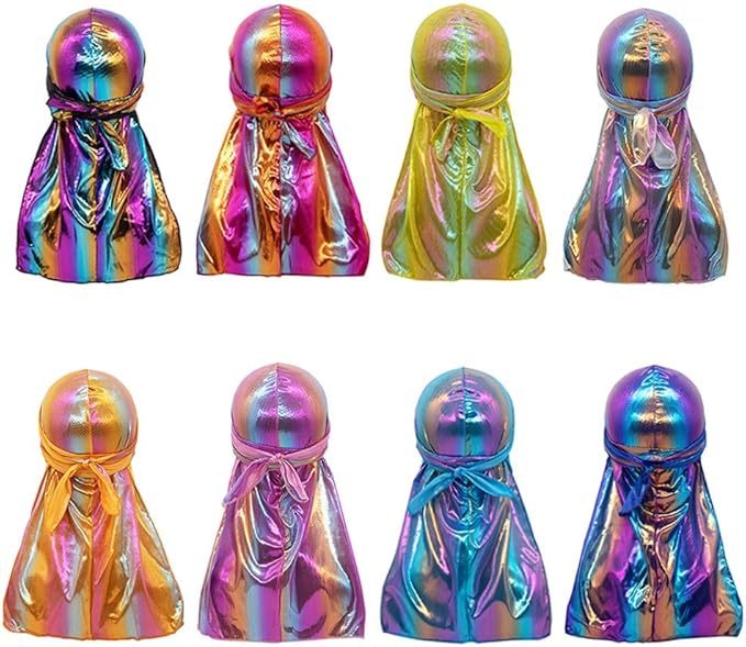 Treer Chapeau Durag En Soie Avec Longue Queue, Unisexe Multicolore Hip-Hop Camouflage Mode Hommes Femmes Pirate Casquette Turban Bonnet Multicolore