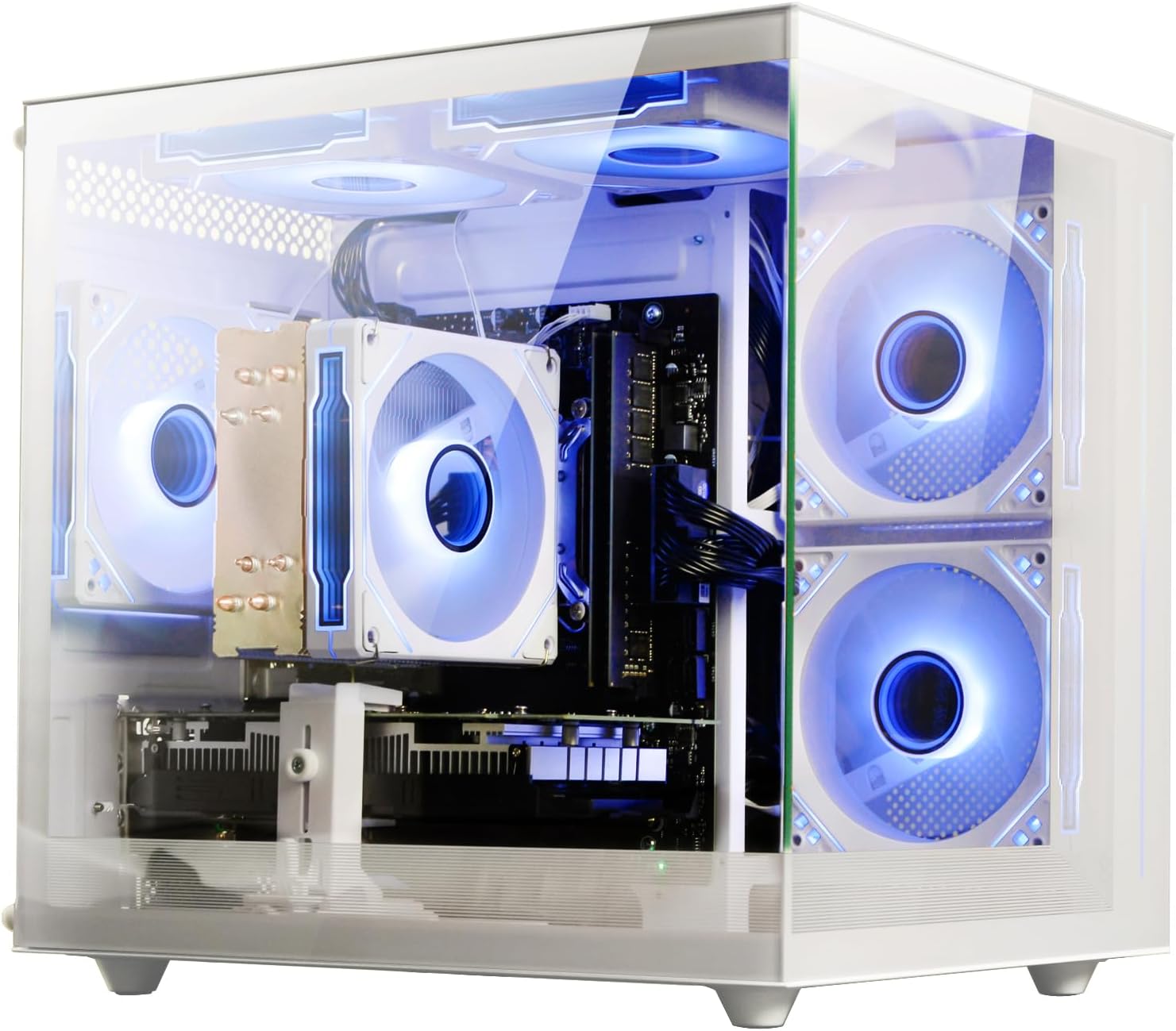 Prebuilt Tower Gaming PC, Ryzen 7 5700X (8-Core/16-Thread, Up to 4.6GHz), RTX 3050 6GB, 16GB DDR4 RAM, 512GB NVMe SSD, WiFi6, 4K Editing/Streaming/VR, High End Desktop Computer