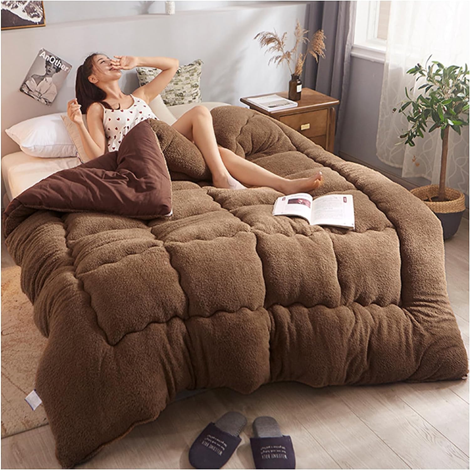 Couette en cachemire d'agneau luxe pour lit chaud et douillet en hiver