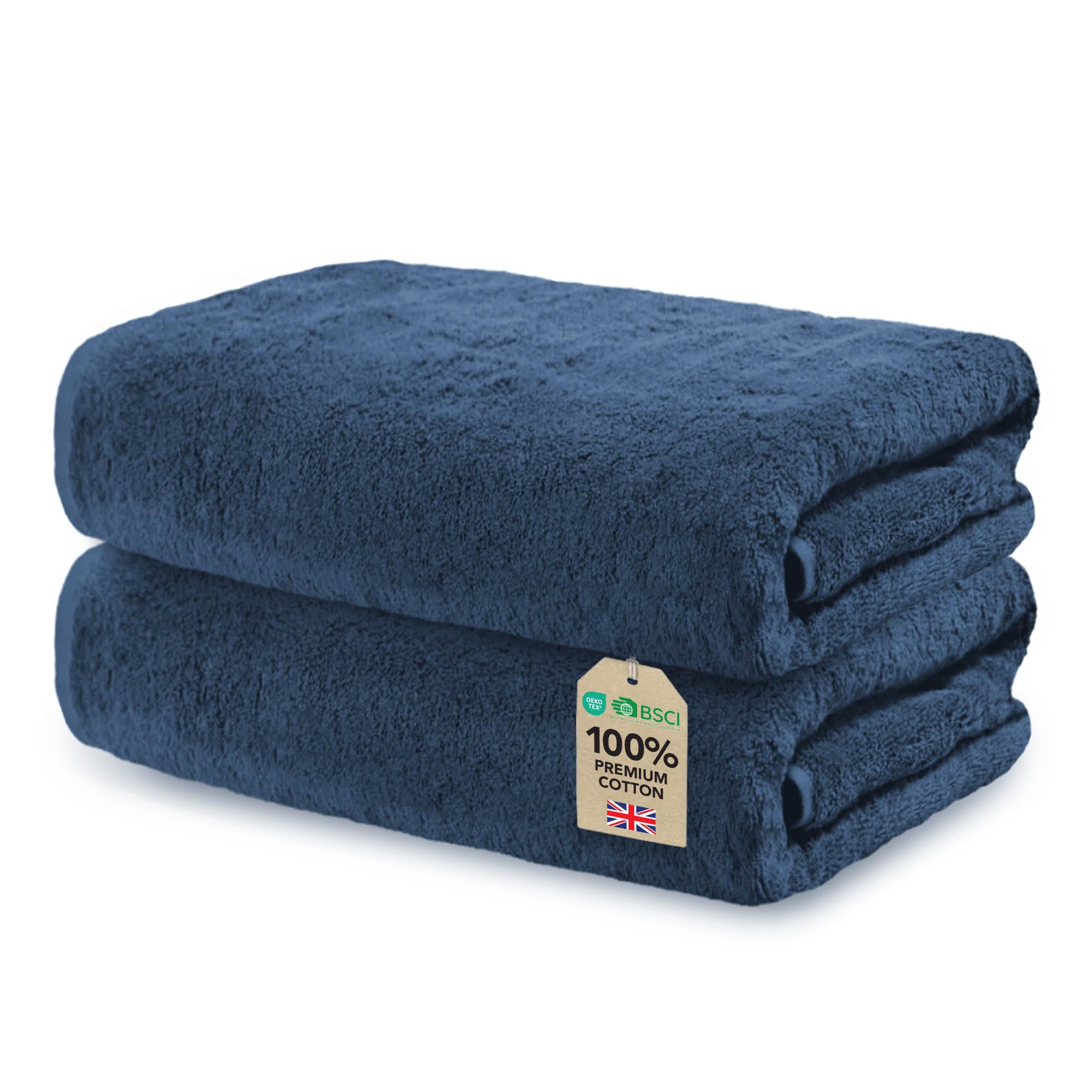 Set of 2 Hand Towels 50x100cm - Premium 100% Turkish Cotton Towel - 500 GSM - For the home. hair salon or nail salon - Very Soft & Absorbant - Certified Oeko-TEX - Navy Blue