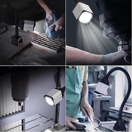 Miniatura 6 de Luz de trabajo para torno LED, lámpara de cuello de cisne flexible de 20 pulgadas con 28 LED, luz de máquina de 1200 lúmenes para torno, fresado