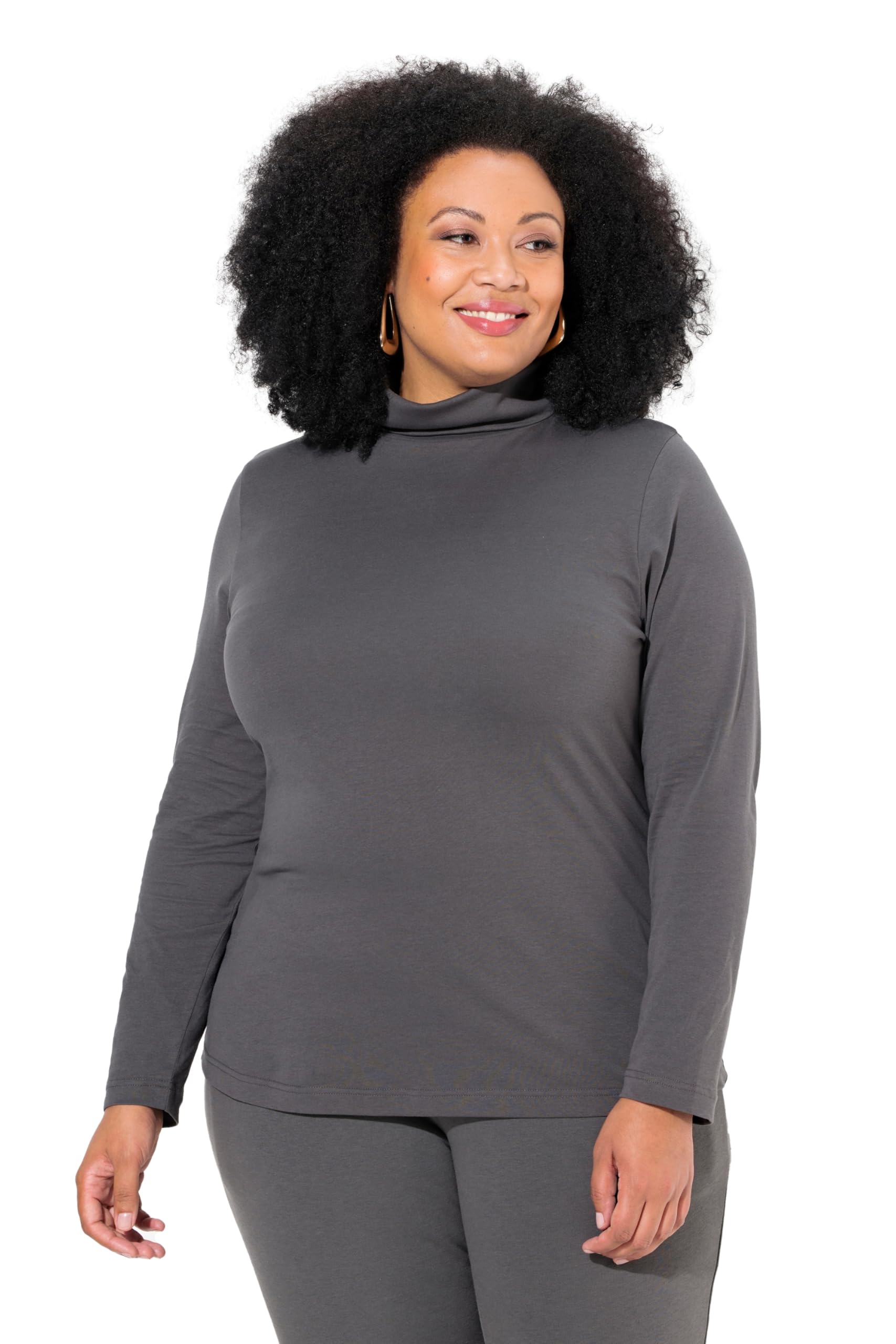 Ulla Popken Damen große Größen Übergrößen Plus Size Shirt, Rollkragen, Slim, Langarm 646813