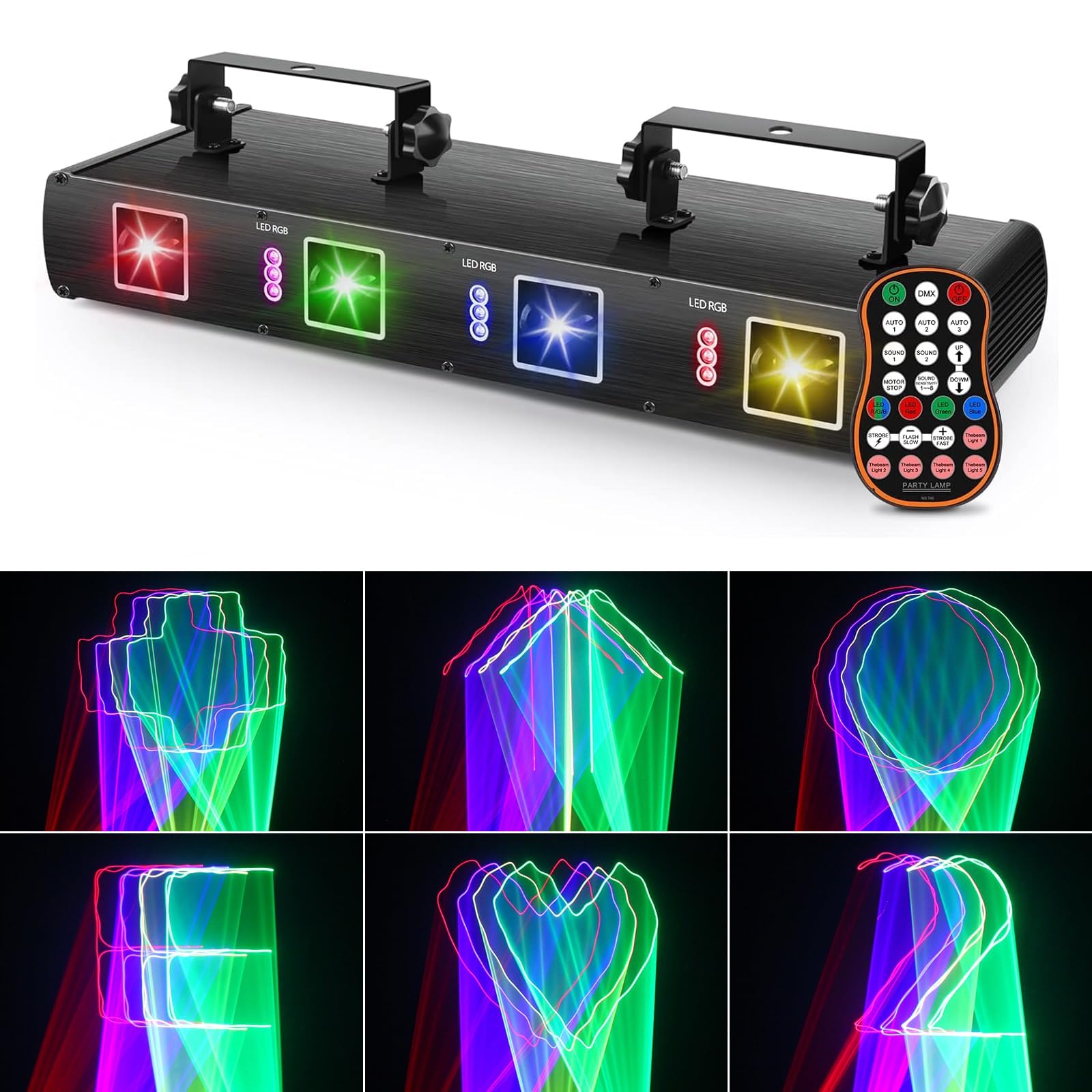Vicalo 4-in-1 Disco Partylicht Mit Discokugel – Musikgesteuerter DJ Par-Strahler Mit RGB LED & Stroboskop