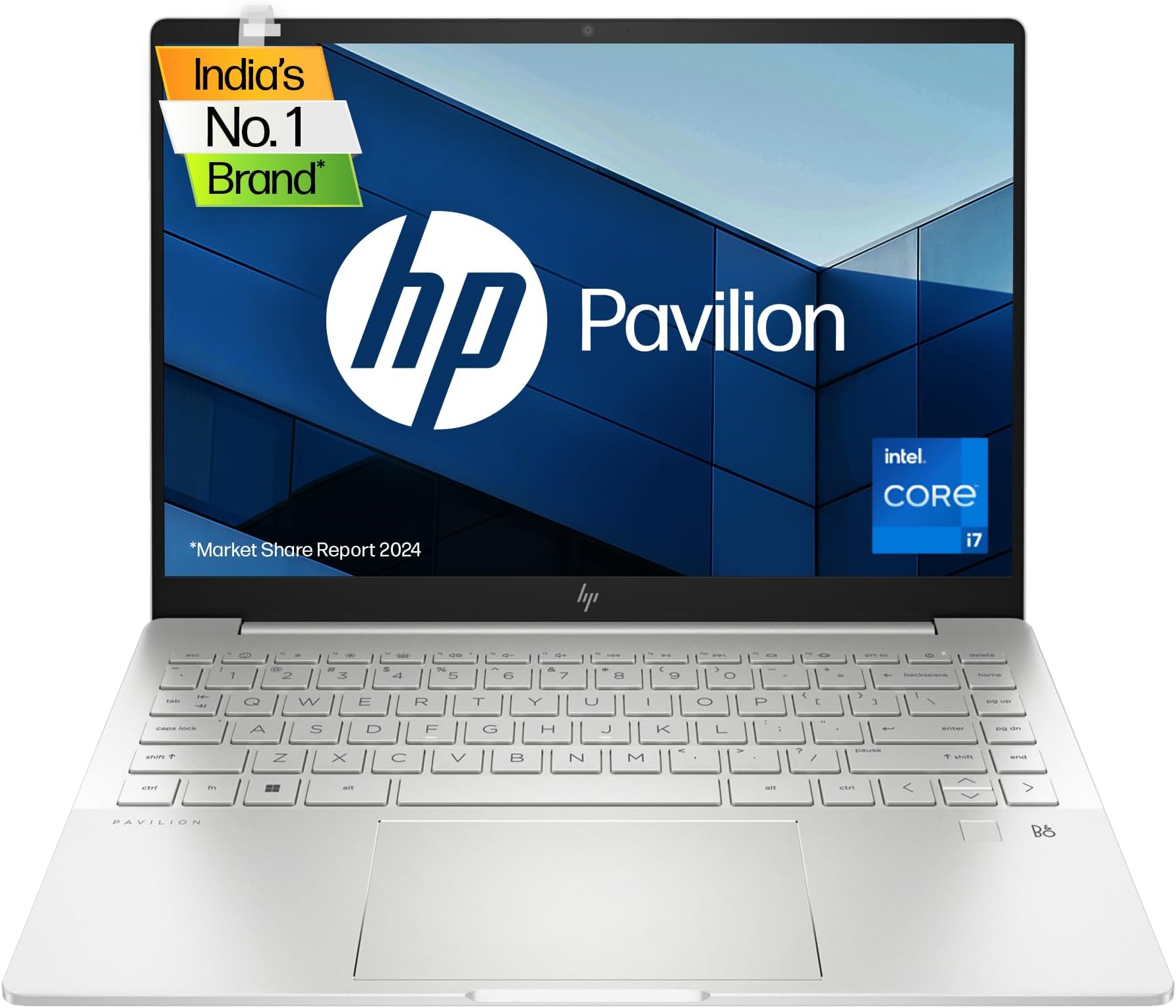 HP Pavilion Plus 14, 13th Gen Intel Core i7-13700H, 14-inch (35.6 cm), 2.8K, 16GB DDR4, 512GB SSD, Intel Iris Xe graphics, FPR, Backlit KB, Audio by B&O (Win 11, MSO 2021, Silver, 1.4 kg), eh1047TU