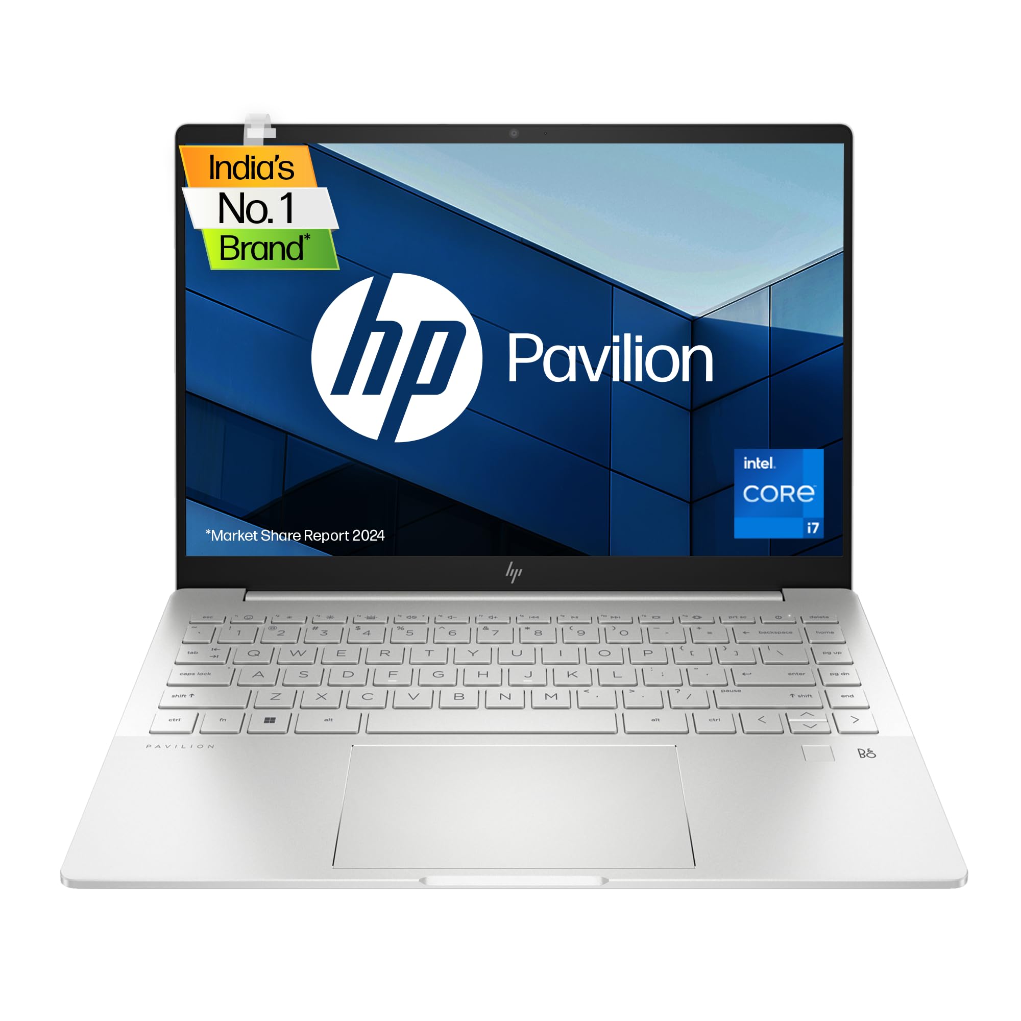 HP Pavilion Plus 14, 13th Gen Intel Core i7-13700H, 14-inch (35.6 cm), 2.8K, 16GB DDR4, 512GB SSD, Intel Iris Xe graphics, FPR, Backlit KB, Audio by B&O (Win 11, MSO 2021, Silver, 1.4 kg), eh1047TU
