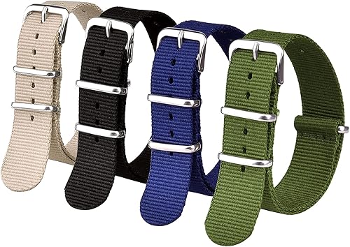 Ritche - Correas de nailon balísticas militares de 16 18 20 22 y 24 mmRepuesto de nailon para hombres y mujeres 4 paquetes