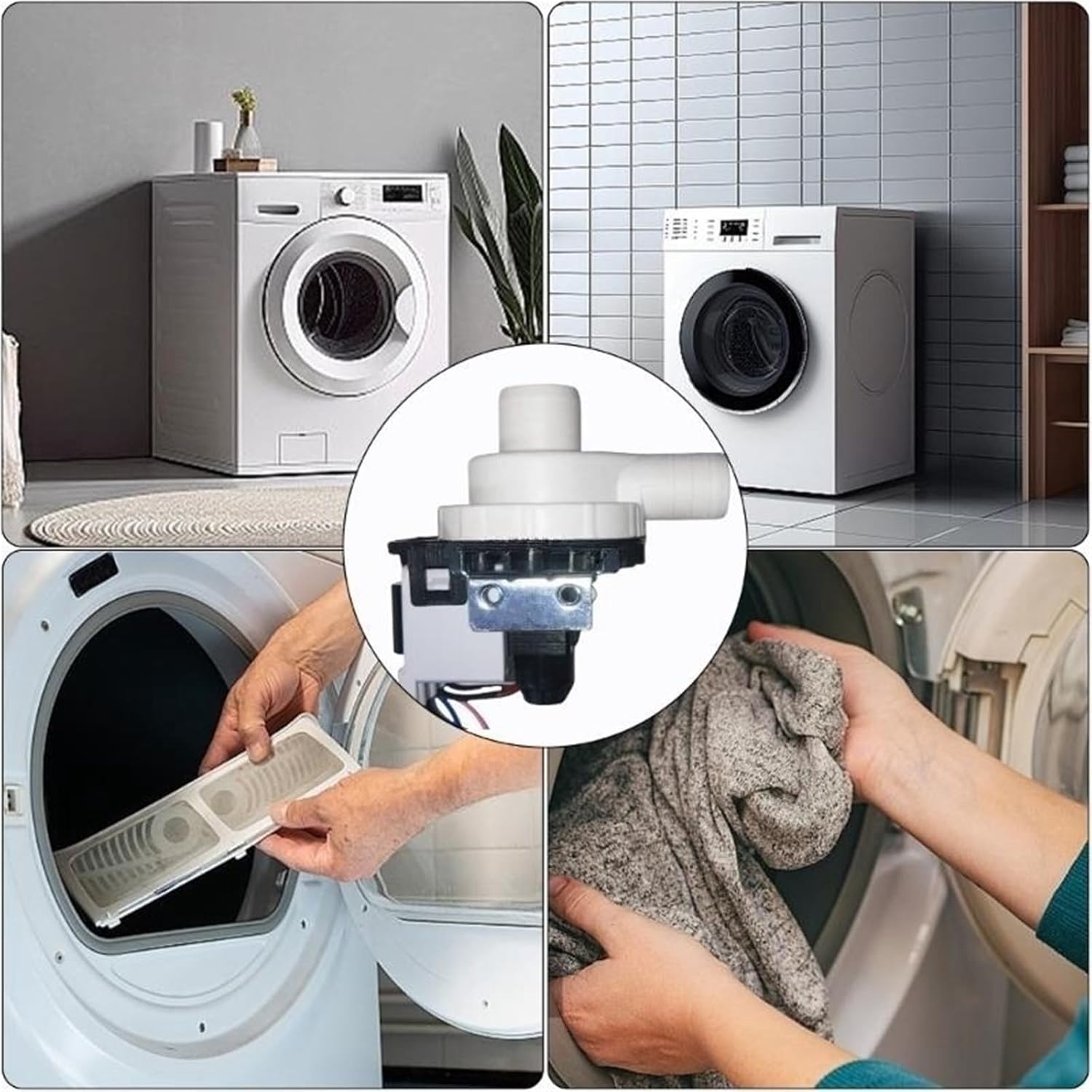 Washing Machine Drain Pump, Water Drainage Pump Motor for Washer/Drum Washer