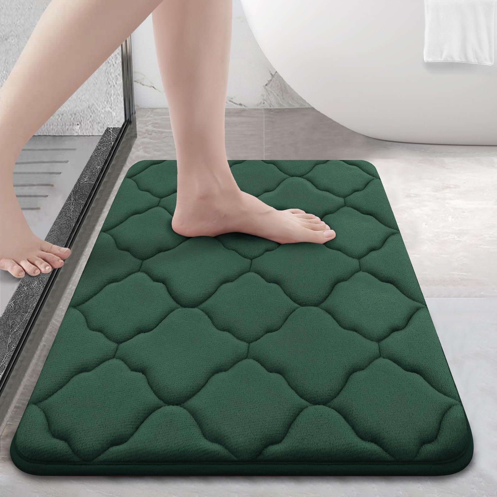 OLANLY Memory Foam Bath Mat Rug 24x16, Ultra Soft and Absorbent Bathroom Rugs, Non-Slip, Comfortable, Machine Washable Bath Carpet for Bathroom Floor,