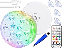 Vista 9 de Luces recargables sumergibles para piscina con mando a distancia, impermeables, carga subacuática, operadas por batería, controladas, 25 luces LED