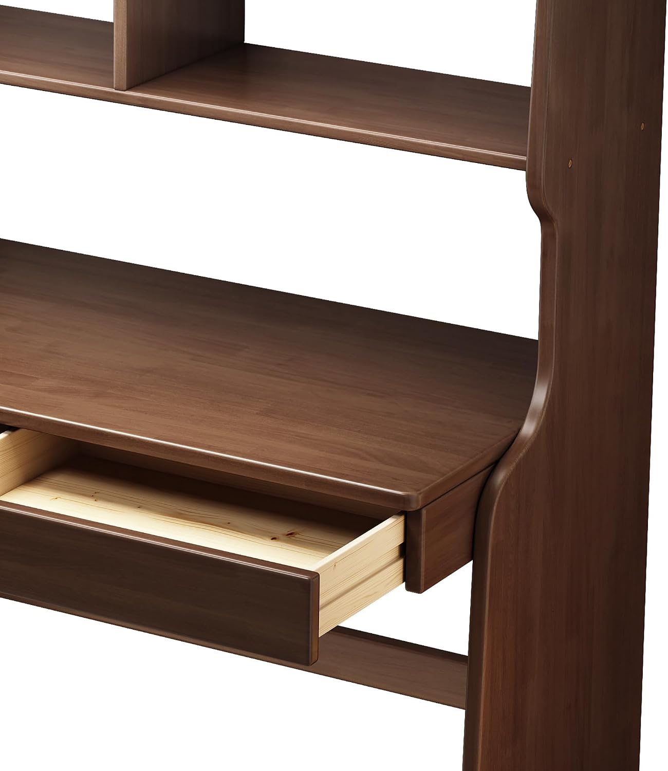 Kids Desk Kids Table with Drawers and Bookshelf Wooden Kids Media Desk Student Learning Computer Workstation and Writing Desk (Brown)