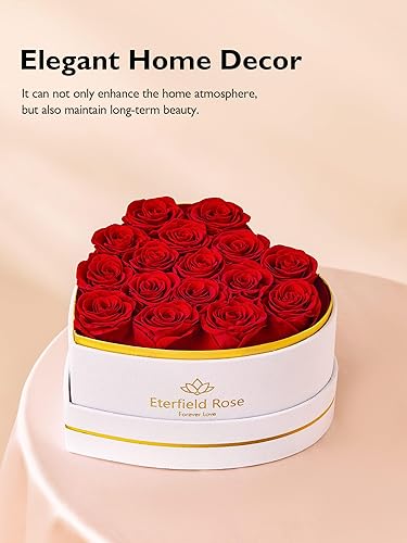 Miniatura 5 de Eterfield 16 Flores Eternas en Caja con Forma de Corazón, Rosas Preservadas que Duran un Año, Flores Preservadas, Regalos de Cumpleaños para Ella,