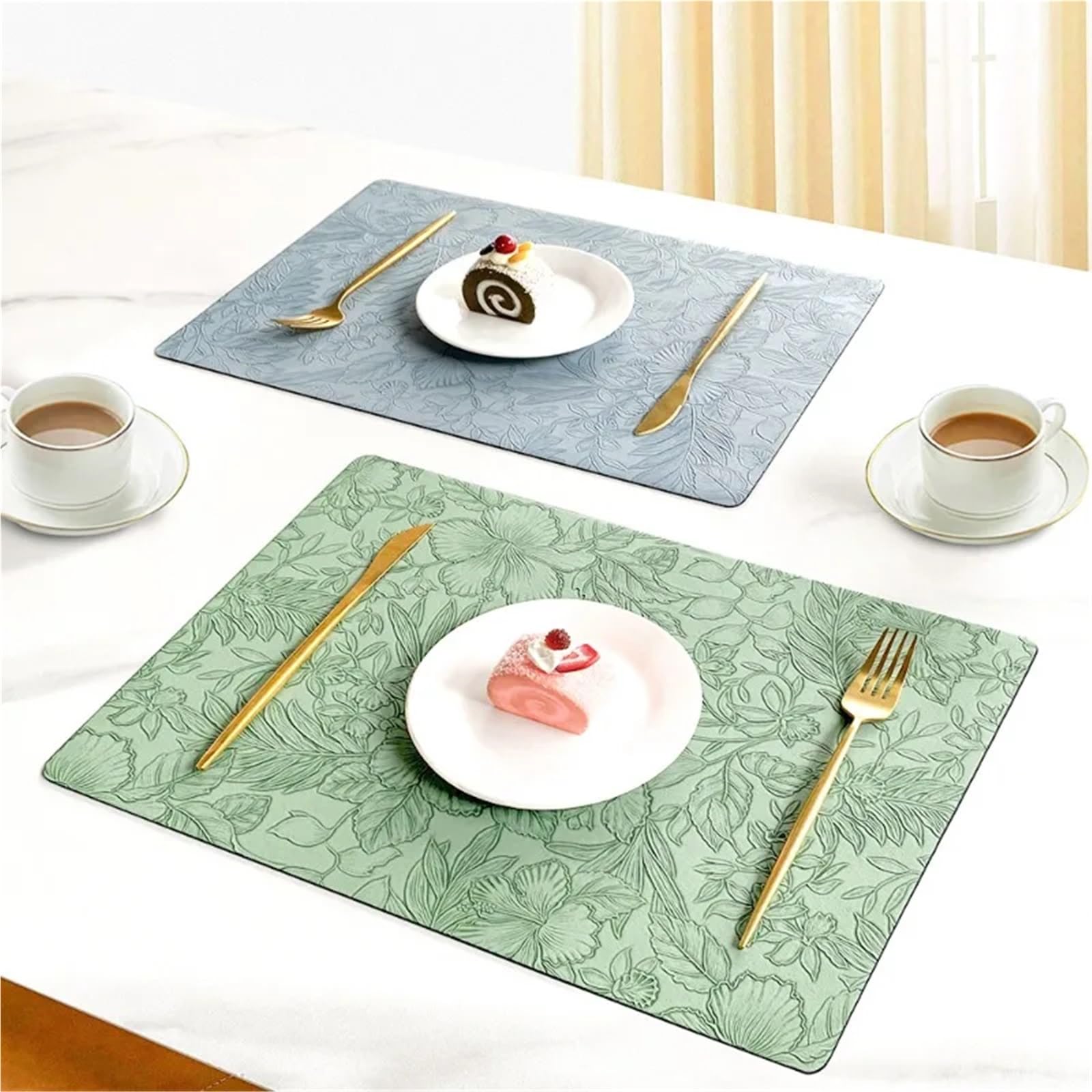Décoration de Table, Sets de Table, Set de Table de Cuisine en Cuir (Lot de 2) Double Face, antidérapant, Isolant Thermique et créatif.