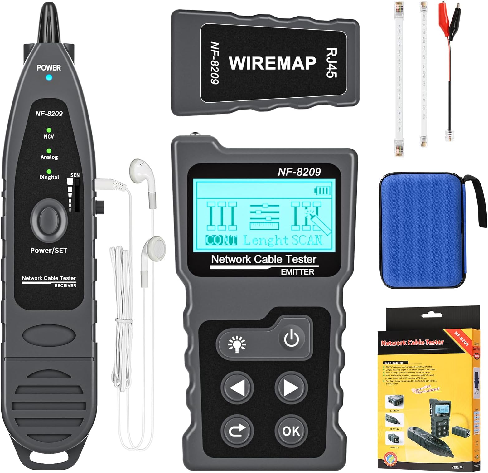 Tester Per Cavi Di Rete Noyafa NF-488 Con LCD - Test POE, Cortocircuito, Circuito Aperto, Per CAT5/CAT6 - Foto 12