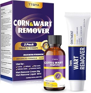 TTsiya Wart Remover Cream & Liquid Freeze Off, Fast-Acting with Salicylic Acid, Warts Removal for Toes Feet Wart Freeze Off for Plantar, Corn Wart, Flat, Common, Callus 20g & 30ml
