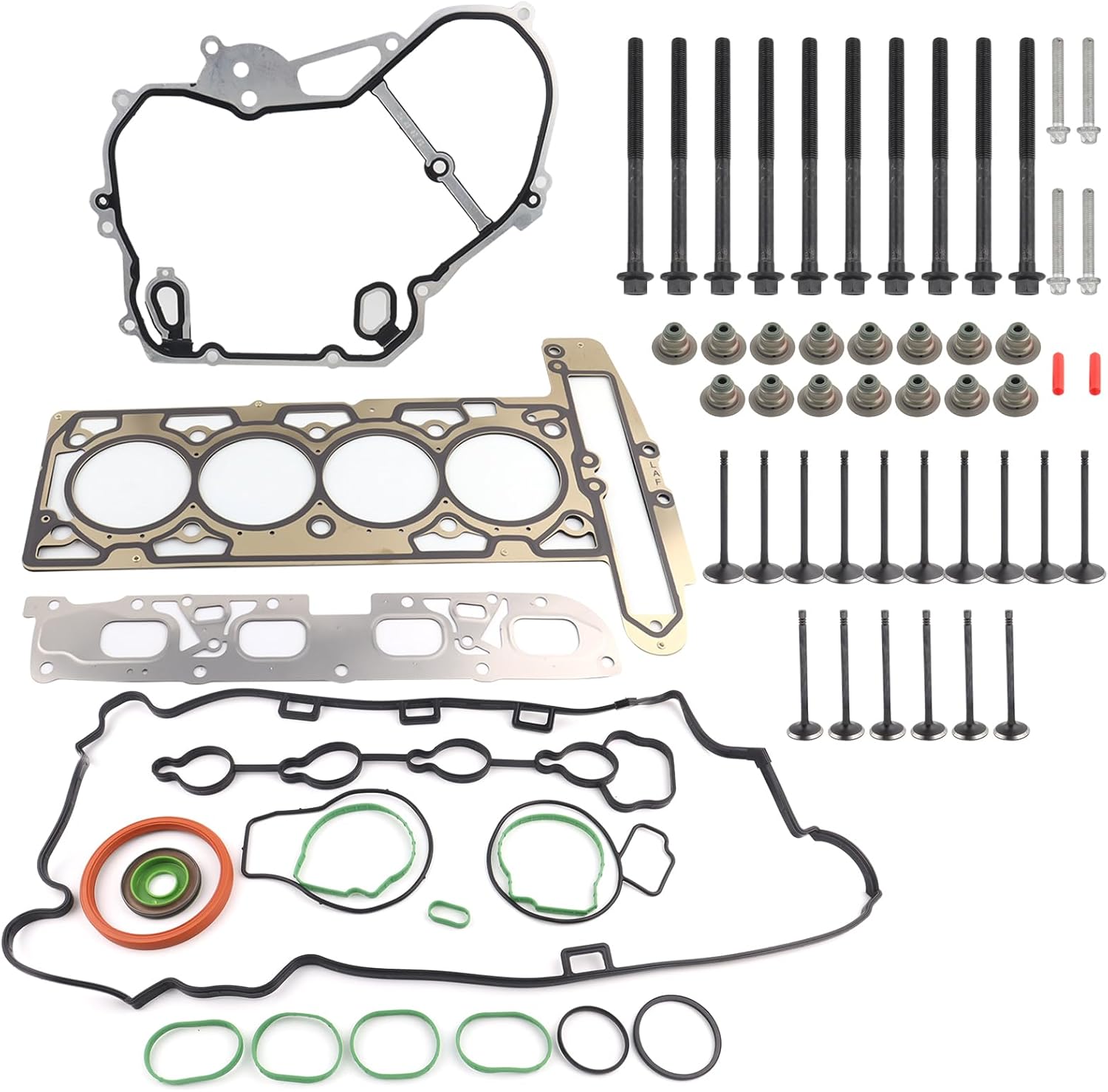 MUCO New 2.4L Head Gasket Set HS26517PT for Chevy Equinox Malibu Captiva Sport Impala GMC Terrain Buick Regal Allure Lacrosse Verano 2010 2011 2012 2013 W/Bolts Intake Exhaust Valves