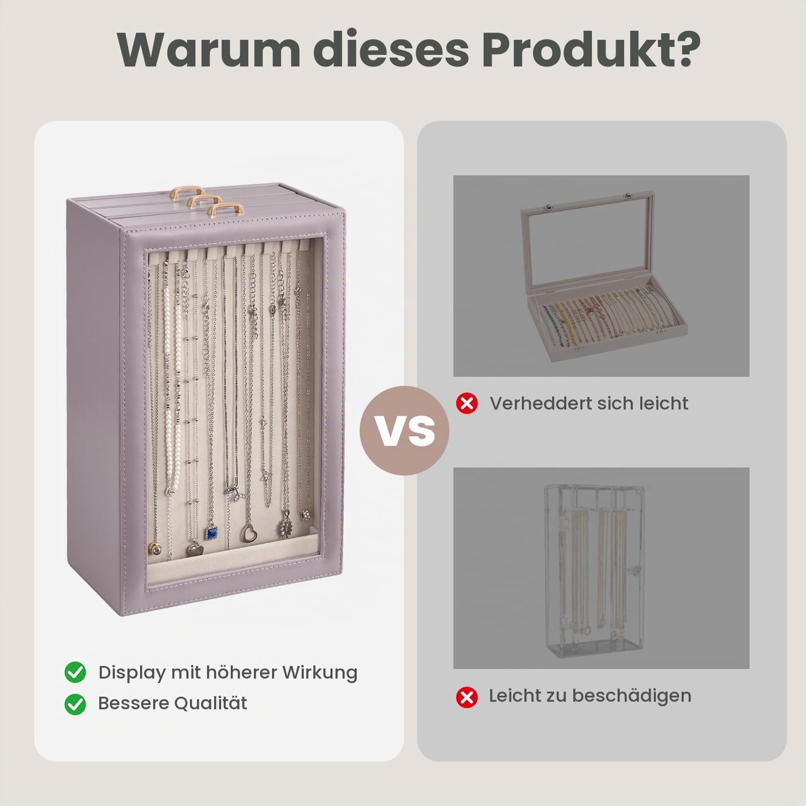 Lolalet 3 Layer Ketten Aufbewahrung Halsketten Schmuckaufbewahrung Schmuckkästchen