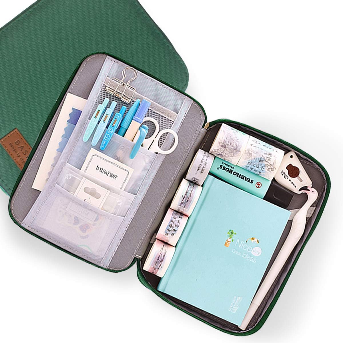 PYFK Pencil Pouch Pencil Case for Office Supplies Easy Access with Big Capacity and Multi Use (Green)