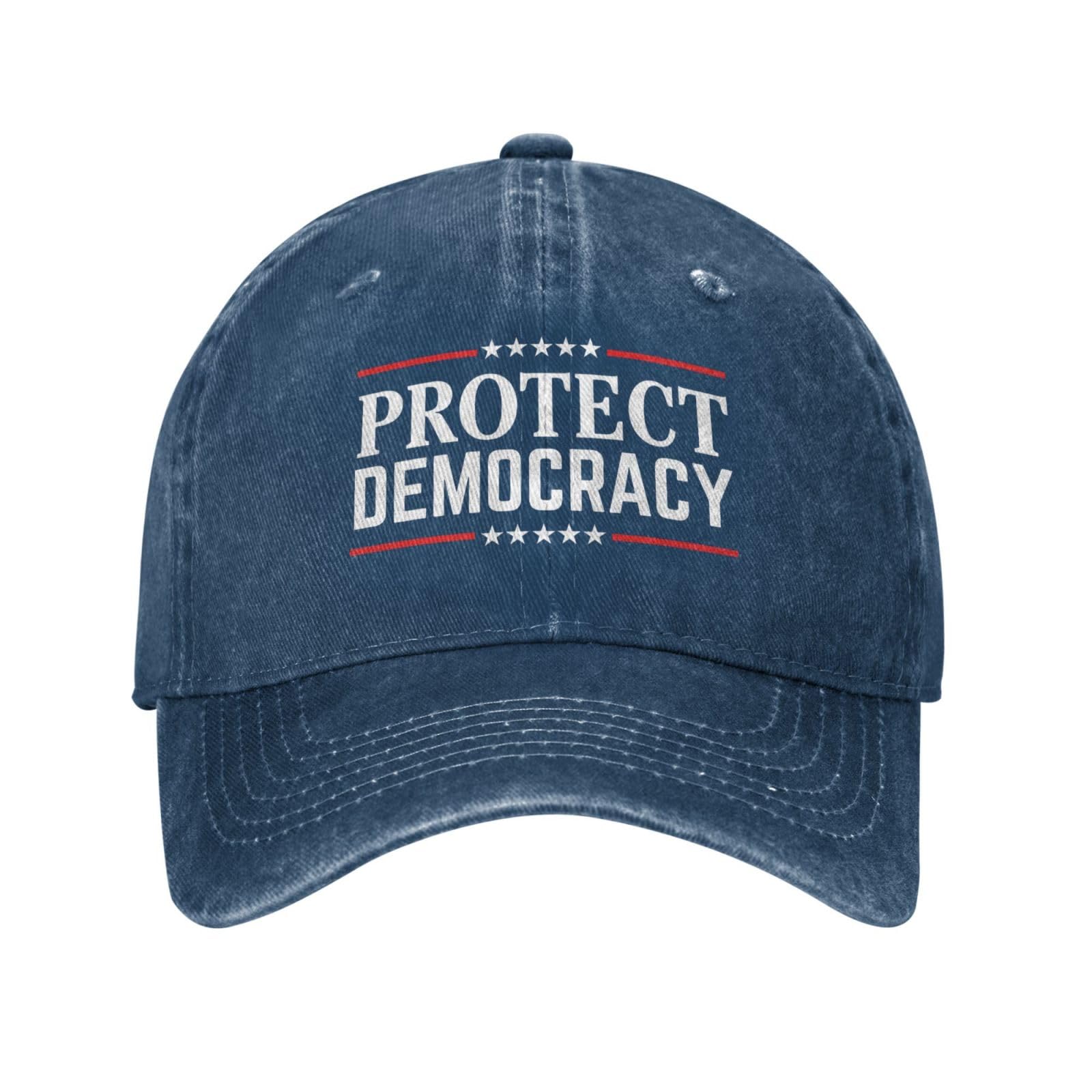 Melbrakin Unisex Navy Blue Protect-Democracy Hat Save Democracy Vote Blue Adjustable Cotton Baseball Cap