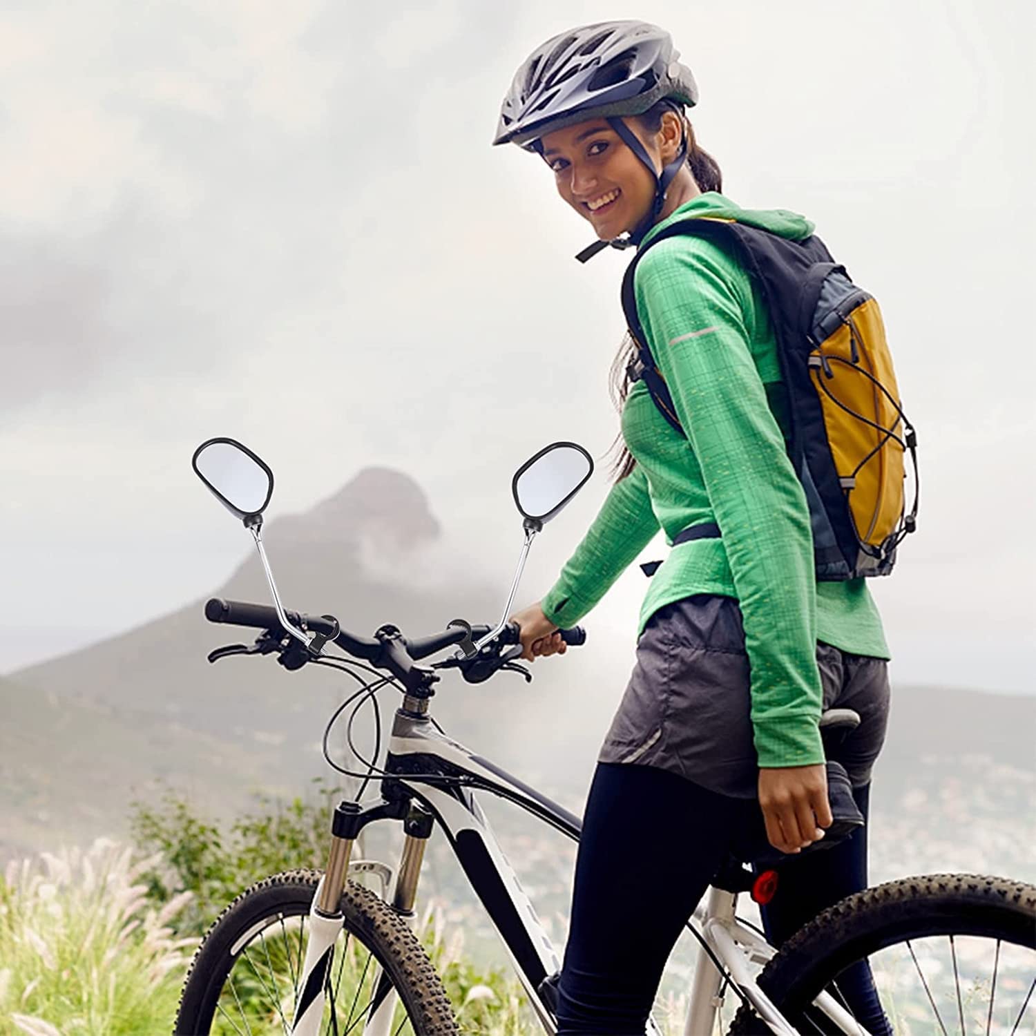 Rétroviseur Vélo YYCFB – Lot De 2, Rotation 360°, S’adapte Aux Guidons 2,2-2,5 Cm, Alliage Alu, Bandes Réfléchissantes, Pour Route/VTT/scooter