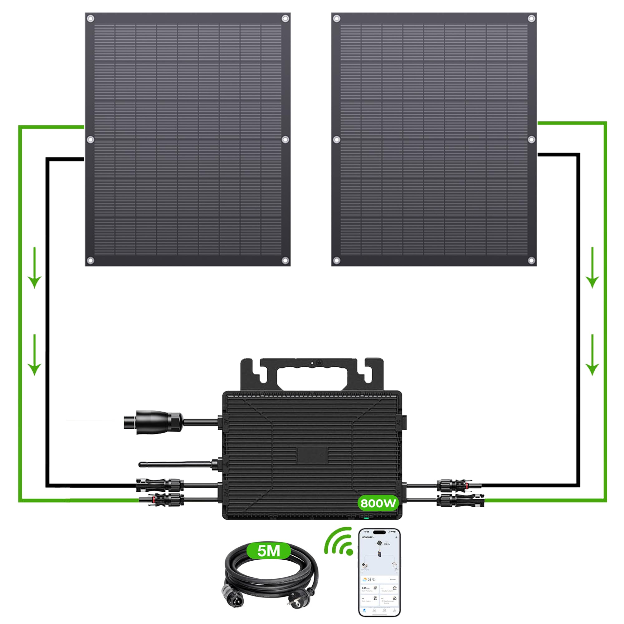Micro inversor de 800 W 60 V Micro Inverter para módulos solares Bluetooth WiFi APP Monitoreo IP67 Waterproof, MPPT Solar-Netzeinspeisung Driven Plug & Play for Mini - PV Balkonkraftwerk