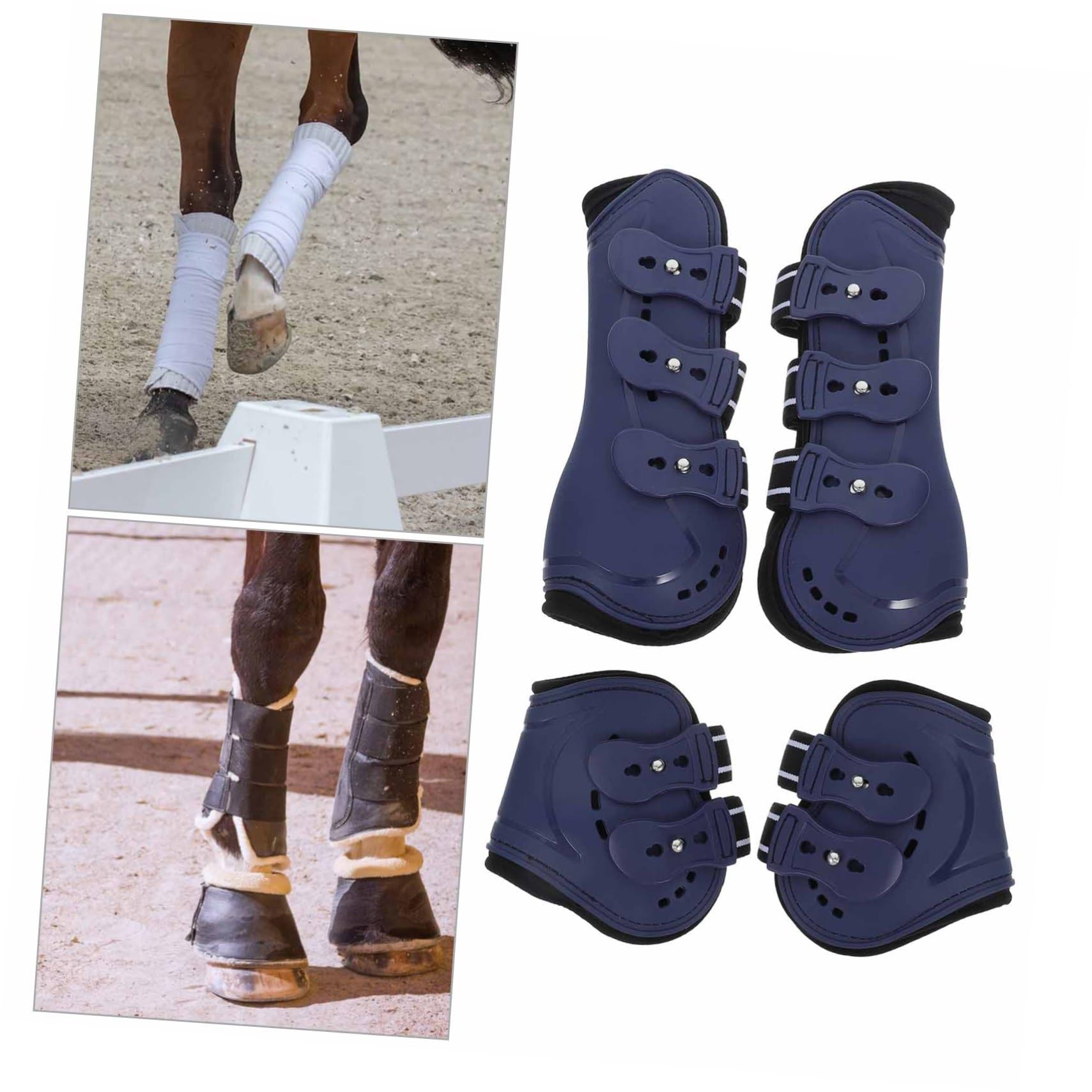 4piezas Botas De Tendón Abiertas para Caballos Diseño y Duradero Protección para Salto y Paseo Equipamiento Ecuestre Mediano