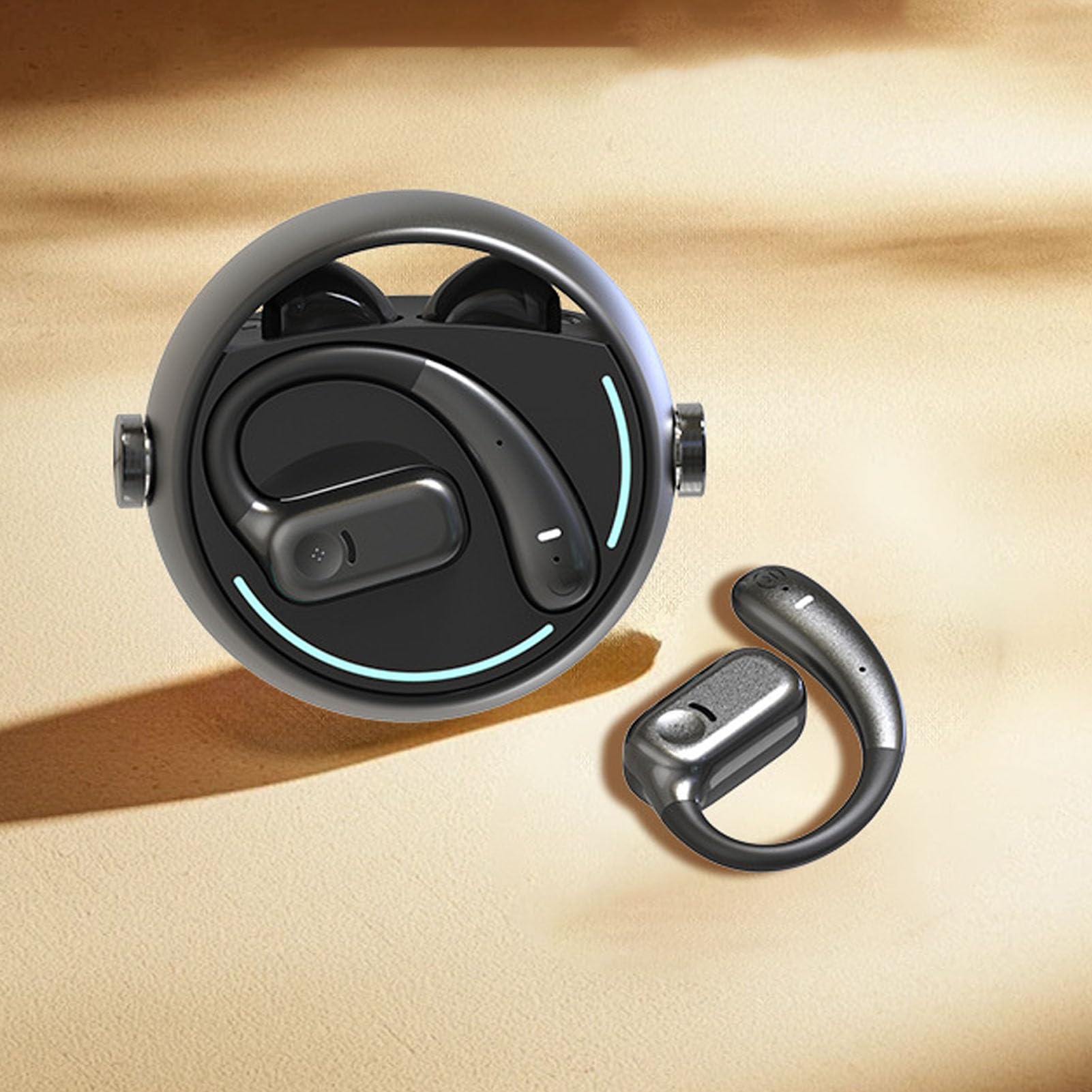 PUSOKEI Auricolari Wireless Bluetooth 5.3 |Auricolari IPX5 a Doppia Coppia con Cancellazione del Rumore per Esercizi di Lavoro per 2 Persone (BLACK)